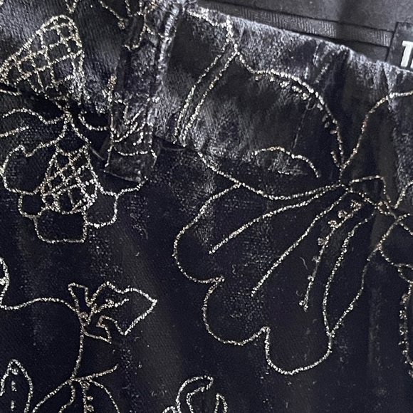 The Kooples NWT BLACK VELVET SUIT TROUSERS with Glitter Floral Print - Picture 12 of 16